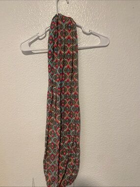 LuLaRoe Geometric Infinity Scarf - Red, Teal, Brown